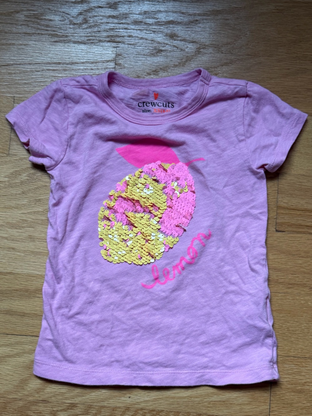 Crewcuts Pink Tee with Reversible Sequin Lemon